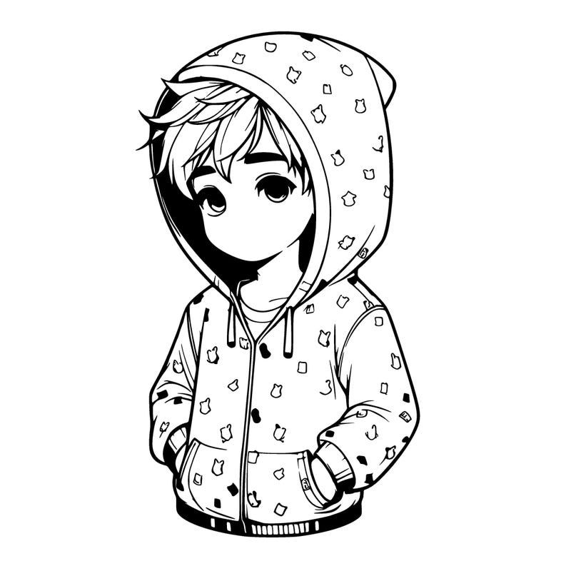 realistic boy in a pjs hoodie