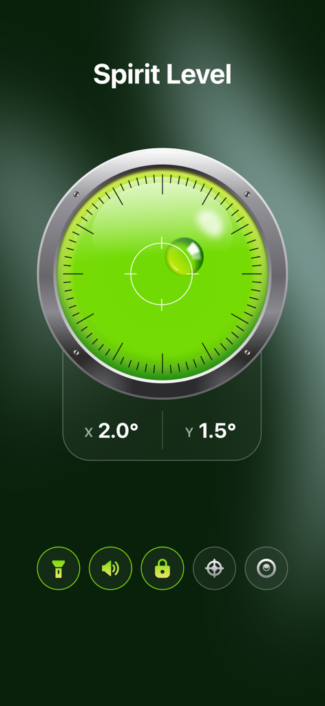 Digital spirit level interface showing precise angle measurements in degrees