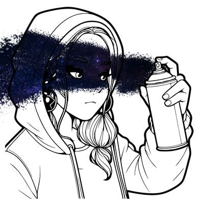 a realistic girl, spray painting