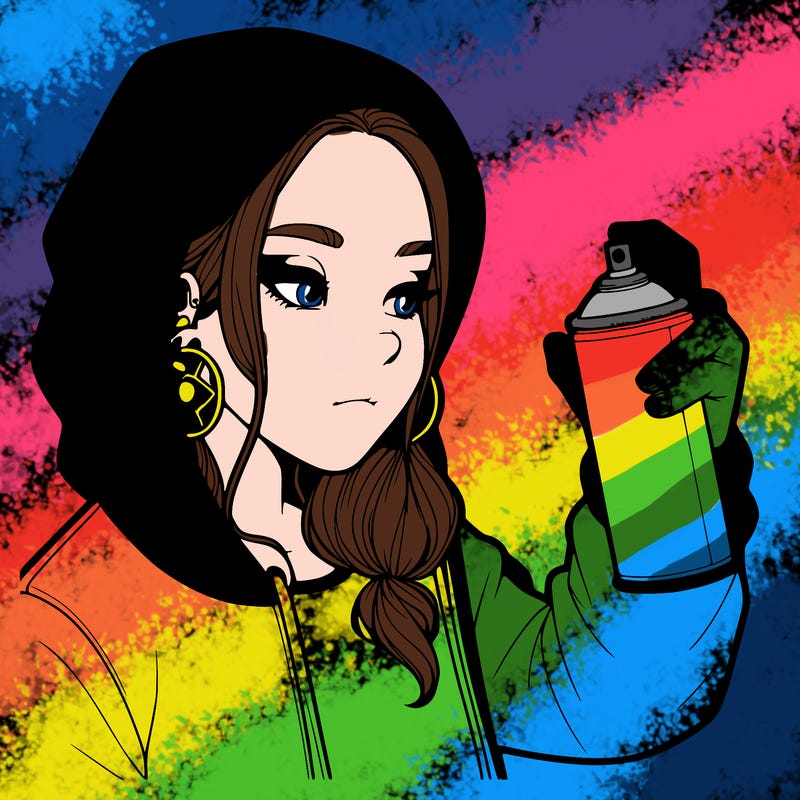 a realistic girl, spray painting