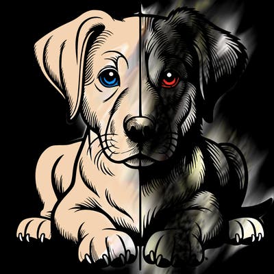 realistic dog split picture