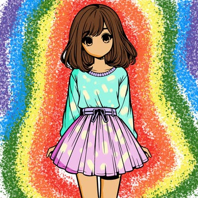 realistic girl with a skirt on