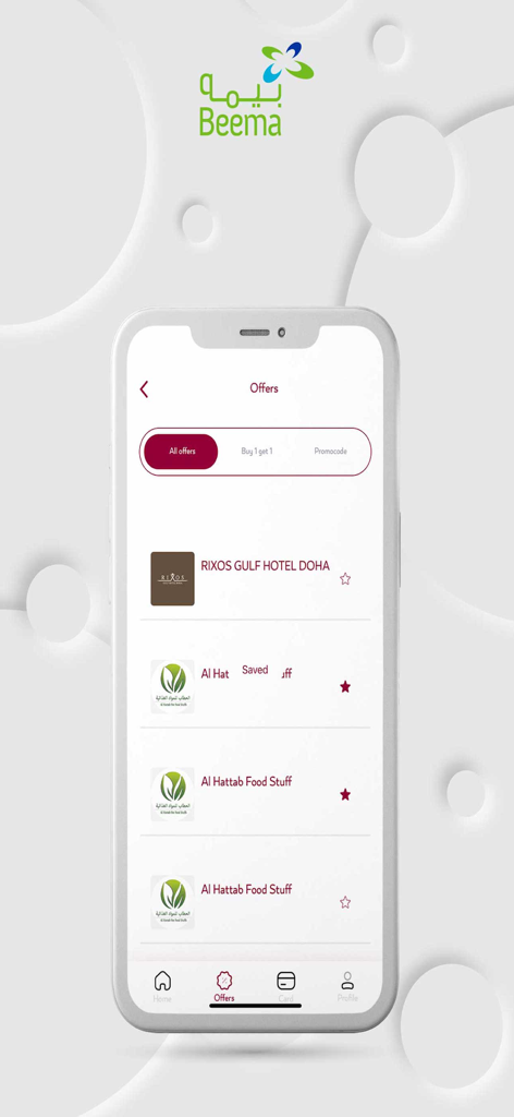 Beema - The Beema mobile app offers interface showing discounted deals and retailer promotions