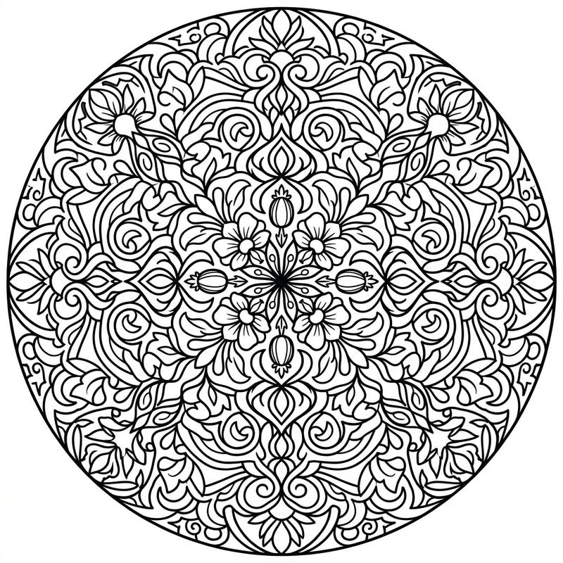 Journey into a world of celestial beauty with this stunning Full Moon Mandala coloring page. Its intricate patterns and symmetrical design offer a tranquil escape and a captivating creative challenge.