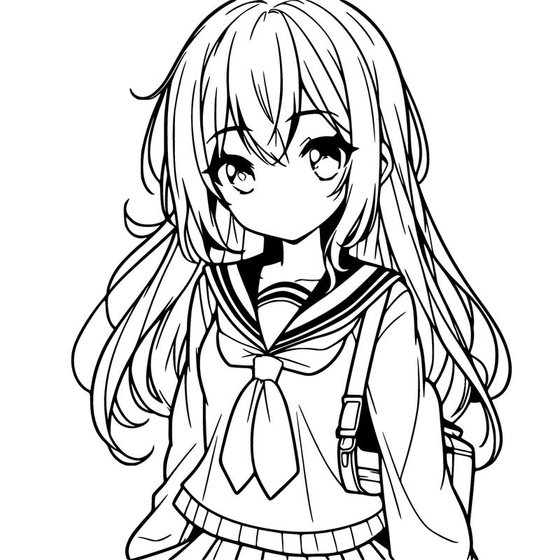anime girl with school outfit