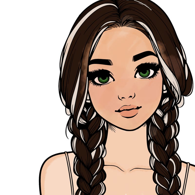 realistic girl with braids
