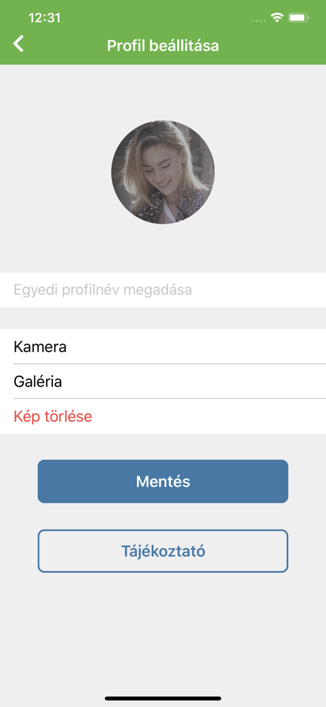 OTP SmartBank - OTP SmartBank profile settings screen for updating user photo and name