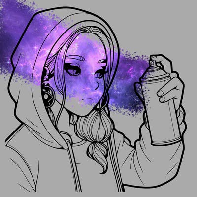 a realistic girl, spray painting