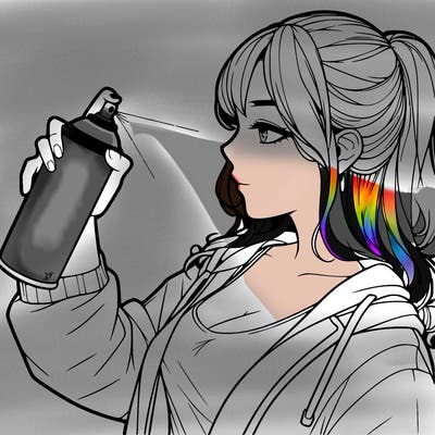 a realistic girl spray, painting