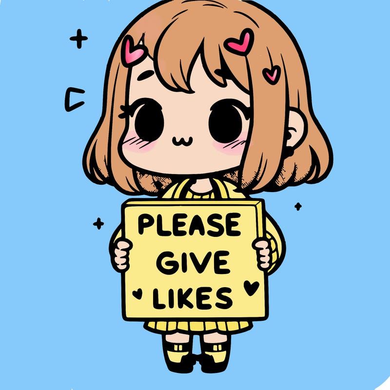girl holding a sign that says “please give likes”