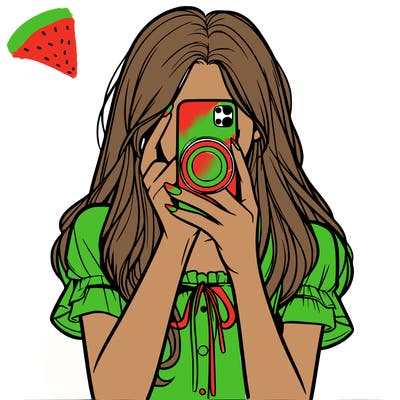 a realistic girl holding her phone taking pictures