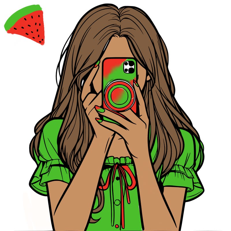 a realistic girl holding her phone taking pictures