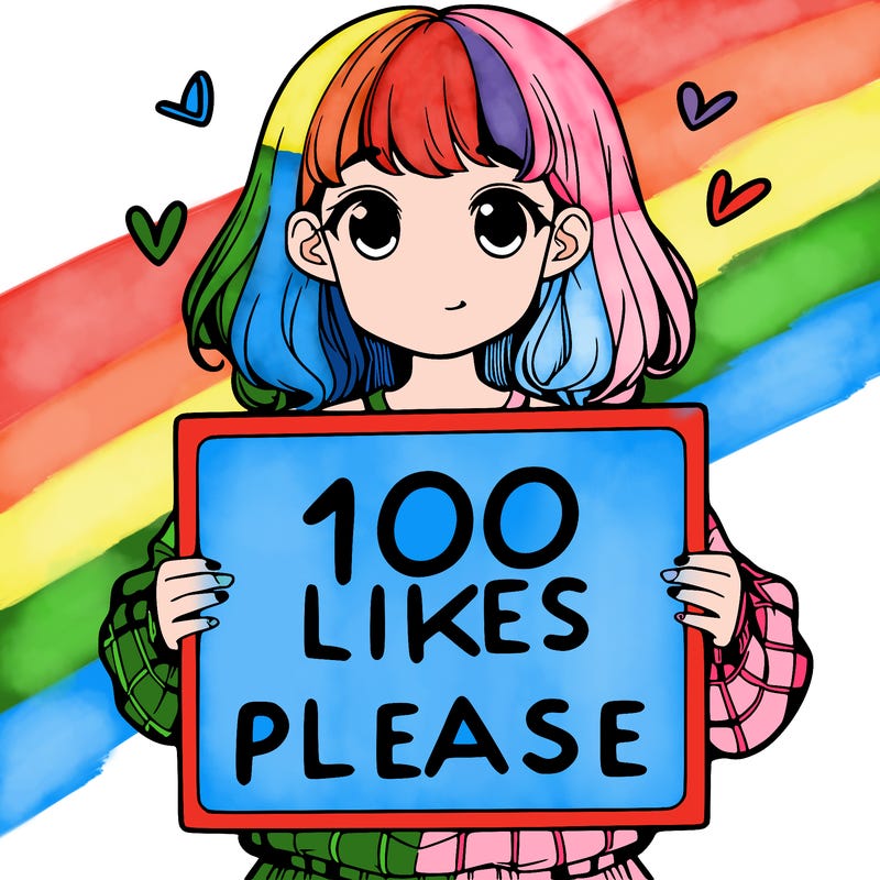 a girl holding a sign saying 100 likes please
