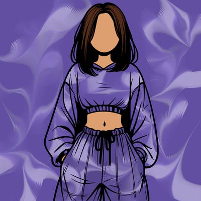 realistic girl faceless with baggy pants and a crop top