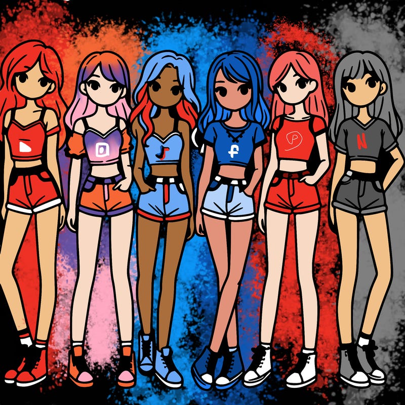 a group of girls wearing crop tops and shorts