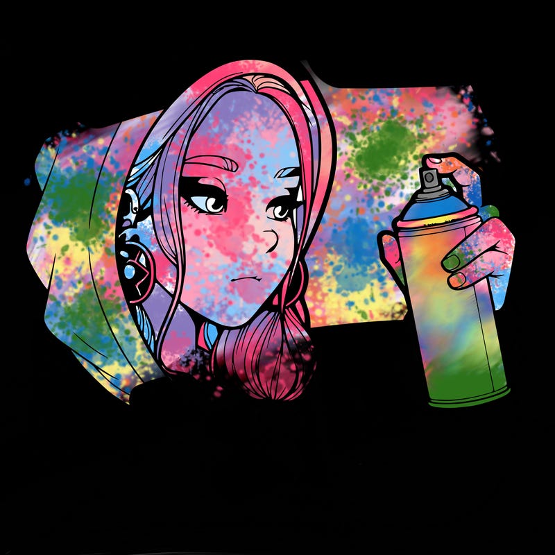 a realistic girl, spray painting
