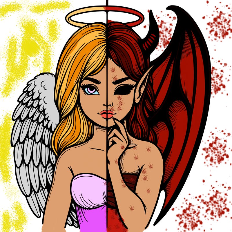 realistic angel half demon