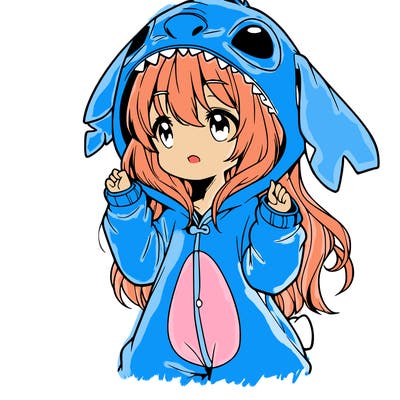 anime girl in a stitch onsie
