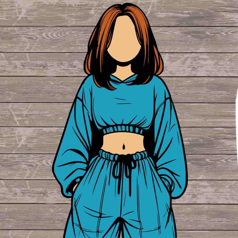 realistic girl faceless with baggy pants and a crop top