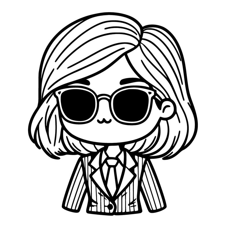 a girl in a suit and sunglasses