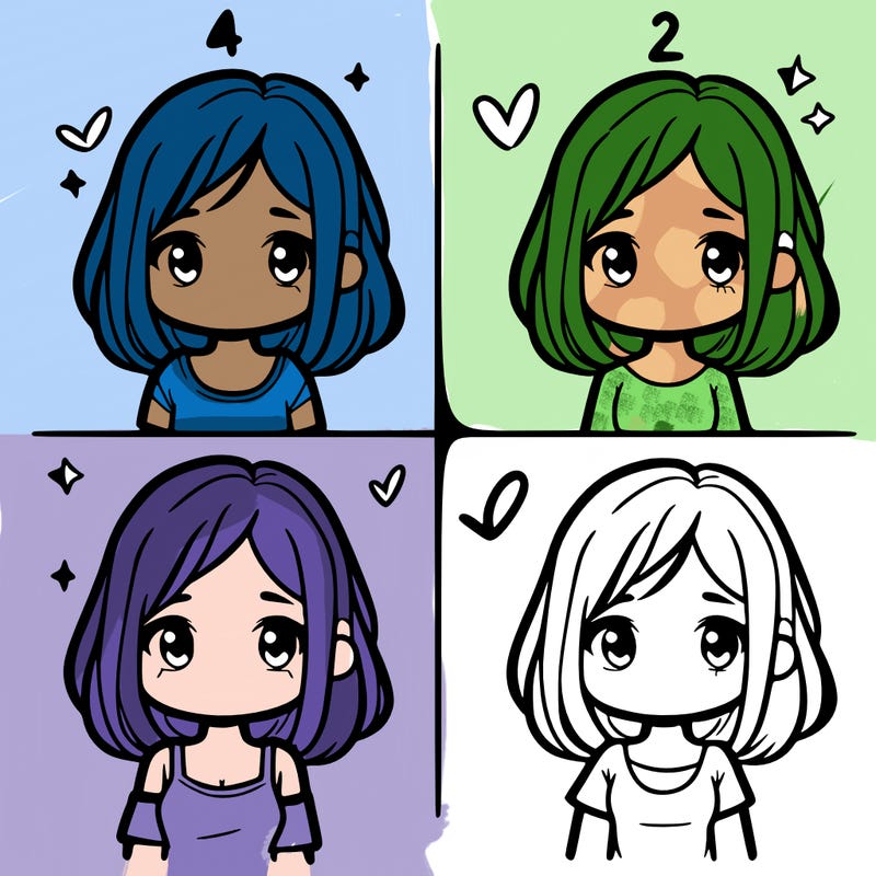 simple girl split in 4