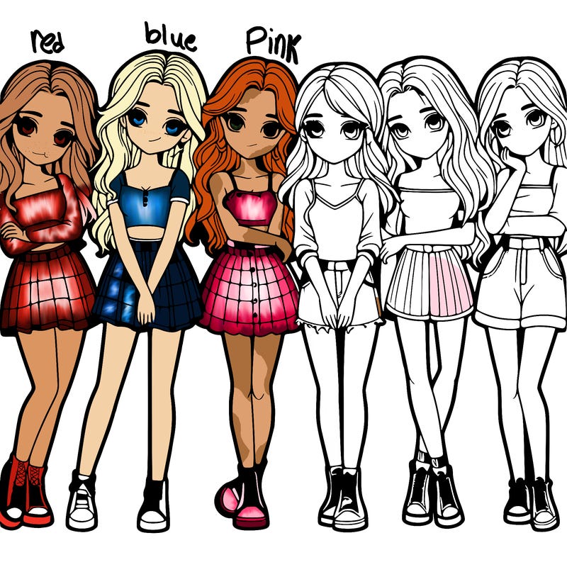 a group of girls realistic