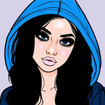 realistic beautiful girl with a hood on