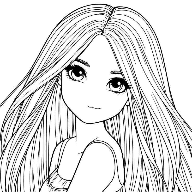 realistic girl with long hair