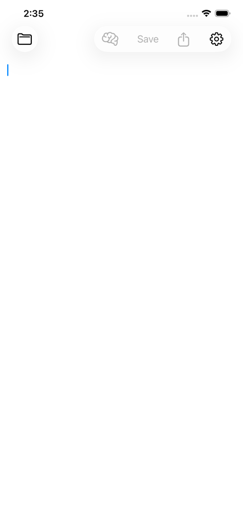 Espaço de trabalho de editor SQL vazio com ícones de navegação e ferramentas