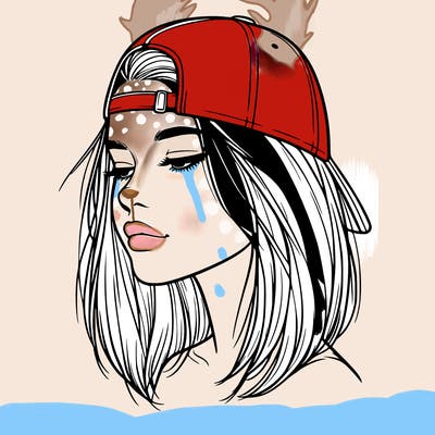realistic  girl with a backwards hat