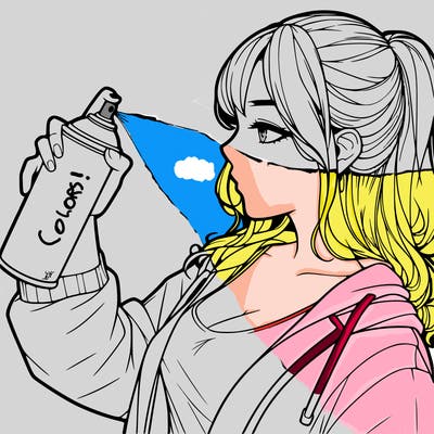 a realistic girl spray, painting