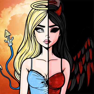 devil vs angel realistic girl