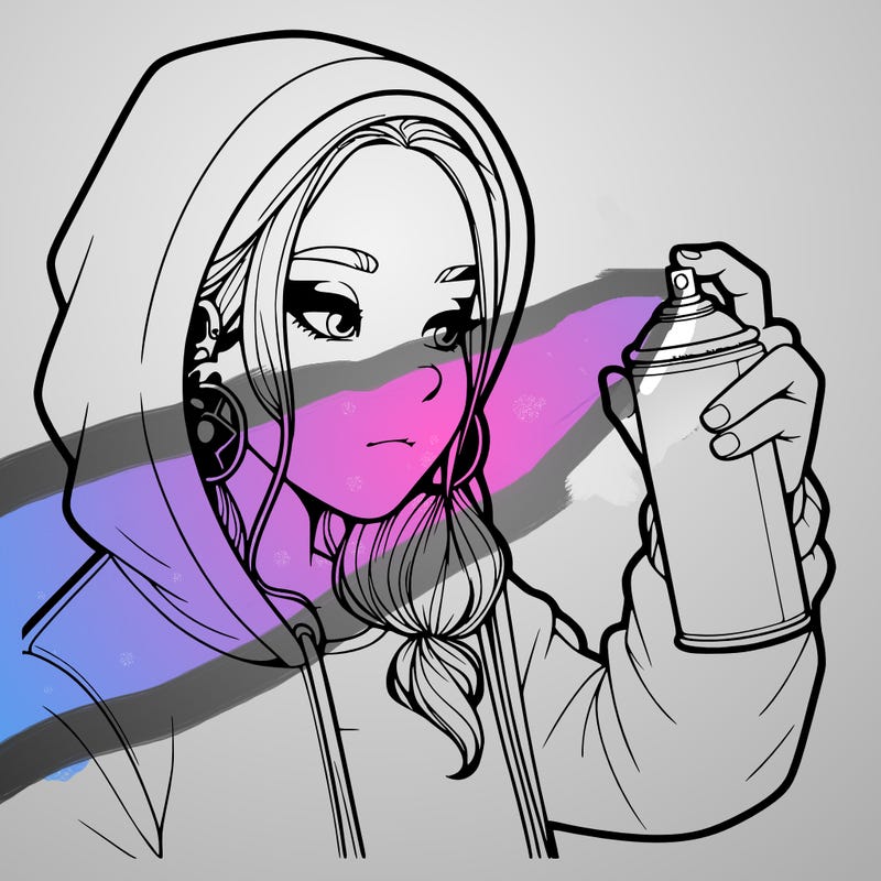 a realistic girl, spray painting