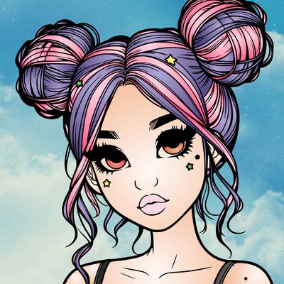 realistic girl with space buns