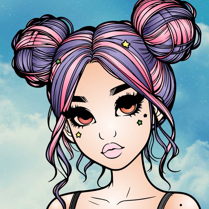 realistic girl with space buns