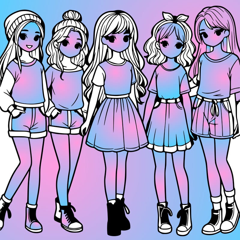 a group of five girls