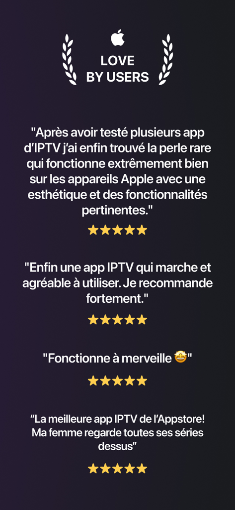 IPTV Smarter Player Pro - Positive Nutzerbewertungen und Fünf-Sterne-Bewertungen für die IPTV Smarter Player Pro App unter iOS