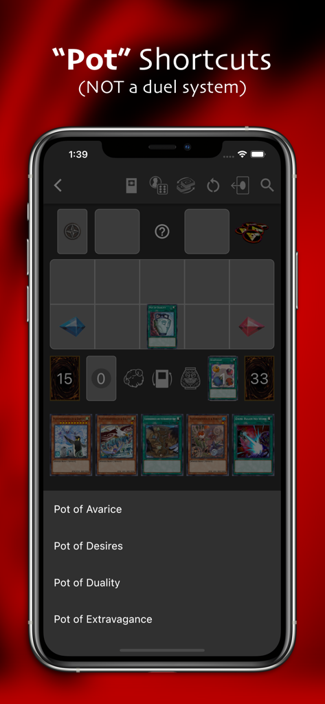 Yugipedia Deck Builder - Yugipedia deck builder test field interface showing pot card shortcuts