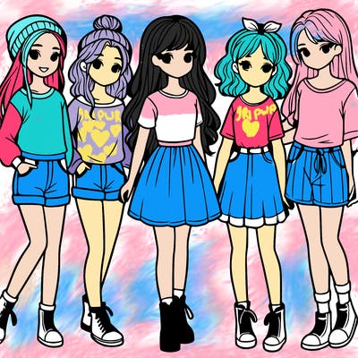 a group of five girls