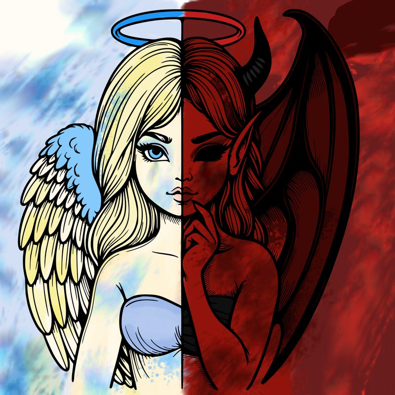 realistic angel half demon