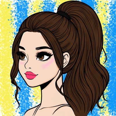 realistic girl with a high ponytail