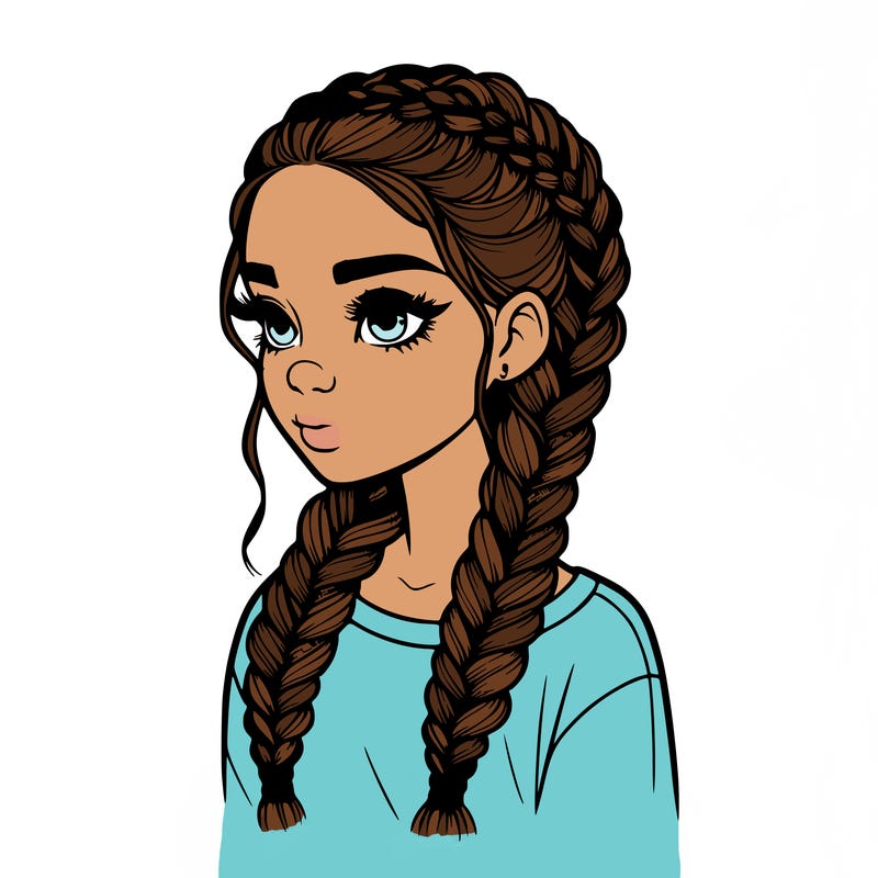 realistic girl with braids