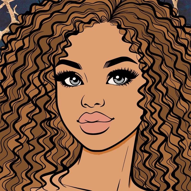 realistic woman curly hair