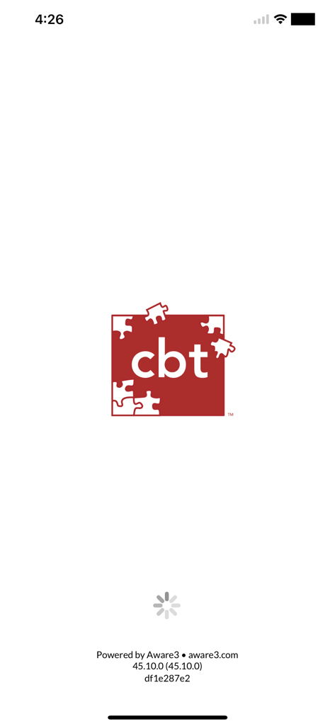 Chronological Bible Teaching - Splash screen of the Chronological Bible Teaching app featuring the red CBT logo with puzzle piece accents