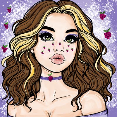 realistic girl with wavy hair and lips