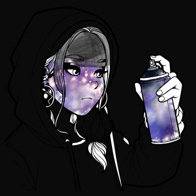 a realistic girl, spray painting