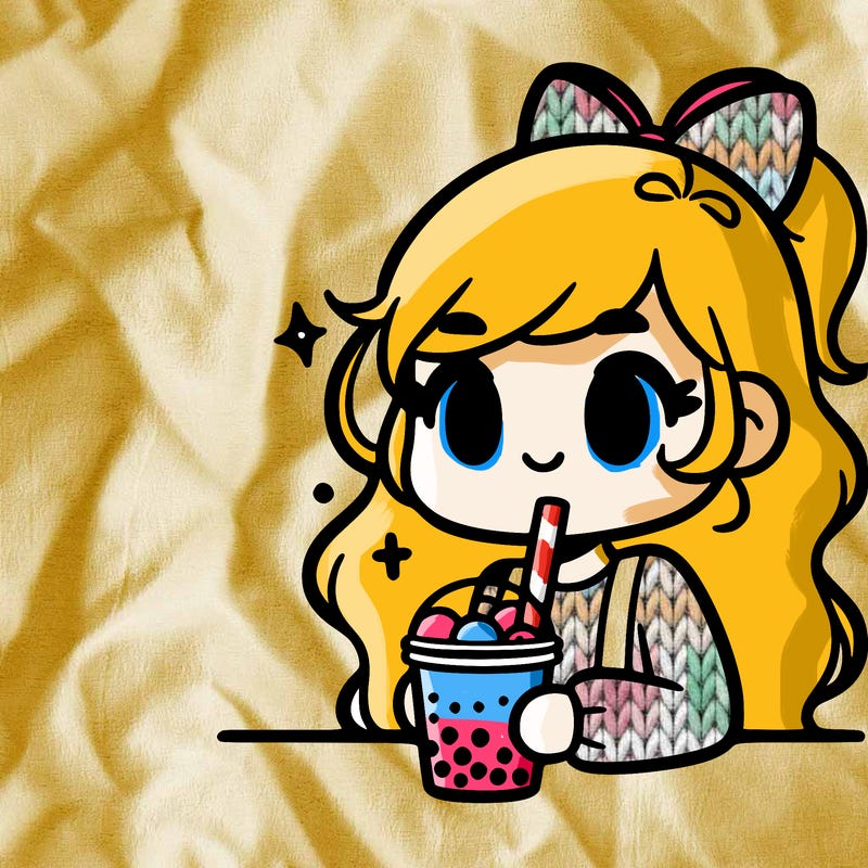 1 cute girl with boba
