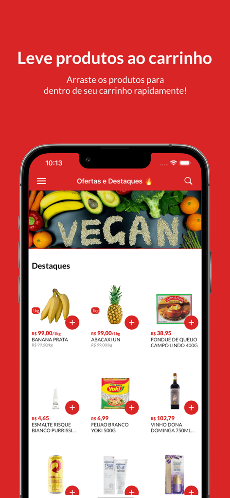 MultiMarket - MultiMarket mobile app interface showing grocery product listings with prices and add to cart buttons