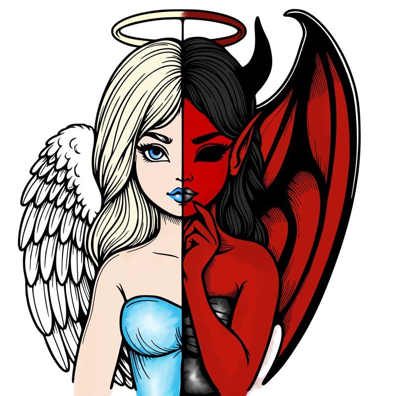 realistic angel half demon