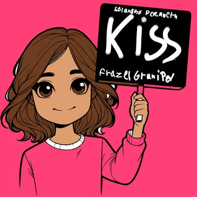 realistic girl holding up a sign